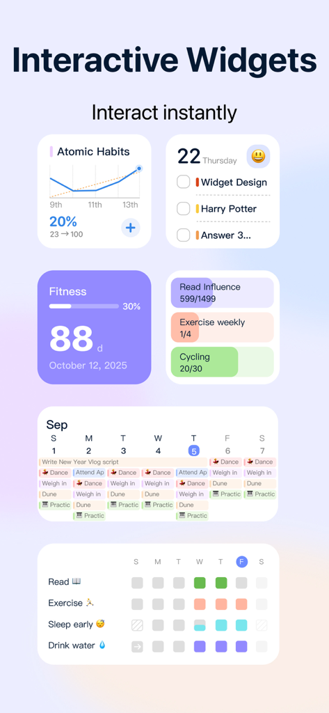 GoalMap: Goal Planner & To-Do - GoalMap interactive widgets for tracking personal goals habits and task lists on iOS