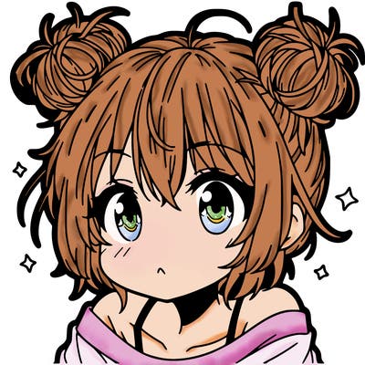 a manga girl with messy small buns
