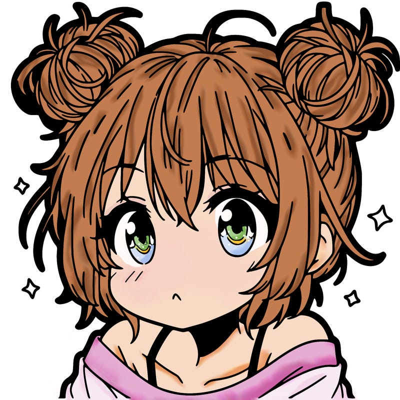 a manga girl with messy small buns