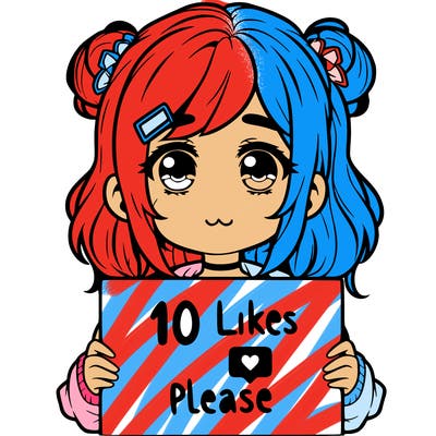 a girl with a sign saying 10 likes please