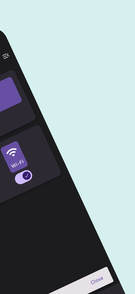 WiFi Hotspot Manager - Interfaz de la aplicación Gestor de Hotspots WiFi con un interruptor de activación de Wi-Fi en modo oscuro.