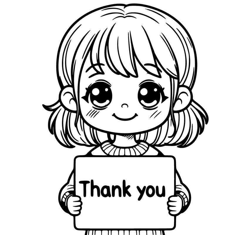 girl holding a thank you sign