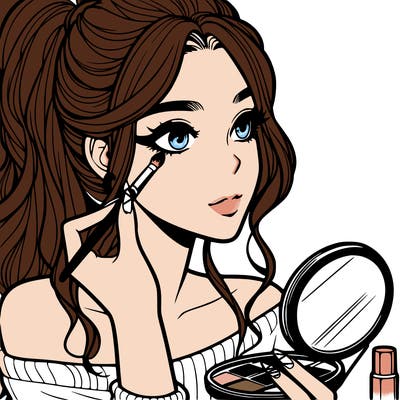 a realistic girl doing her makeup