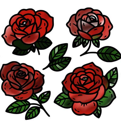 cute four pieces roses