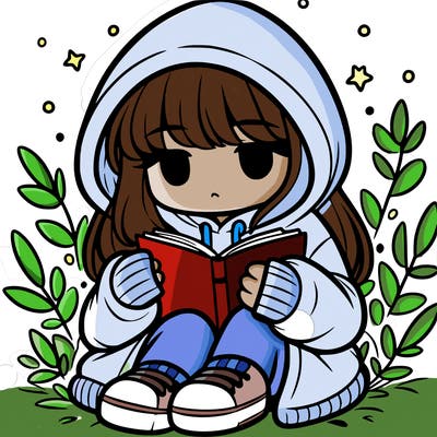 girl in oversized hoodie reading a book