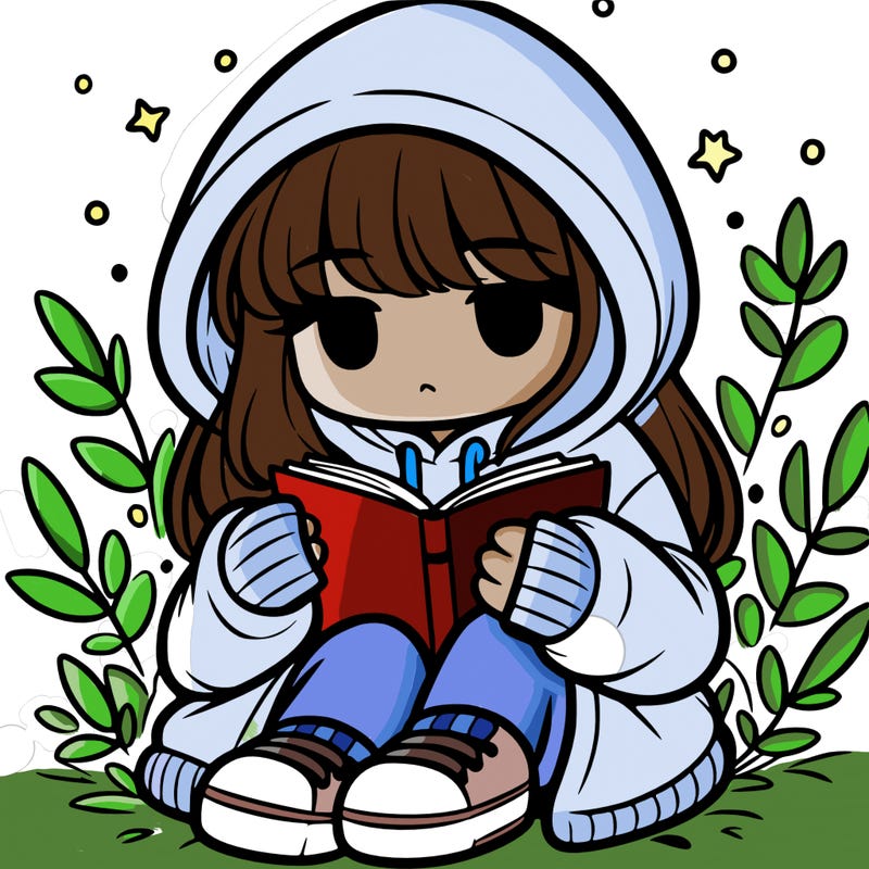 girl in oversized hoodie reading a book