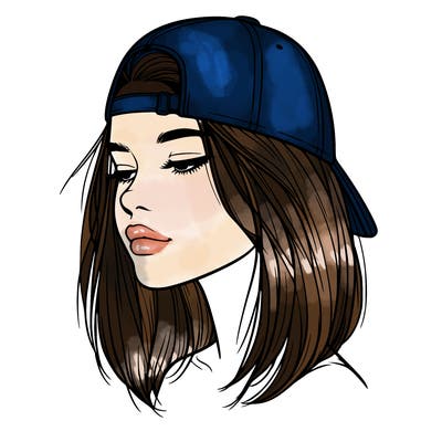 realistic  girl with a backwards hat