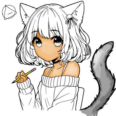 girl with cat ears and tail realistic