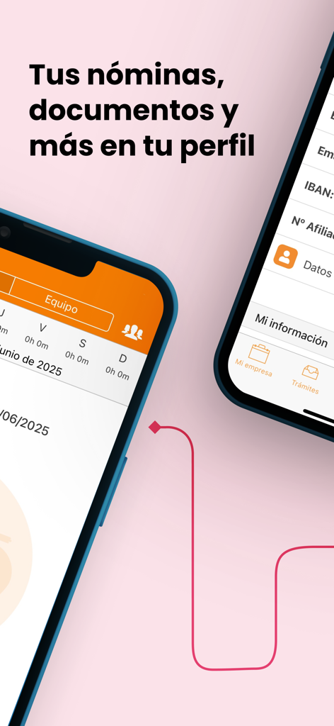 TramitApp Empleado - A mobile interface for the TramitApp showing an employee profile where users can access payroll records and company documents.