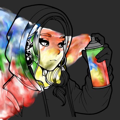 a realistic girl, spray painting