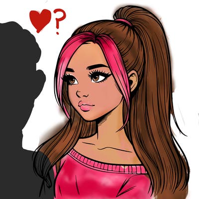 realistic girl with a high ponytail