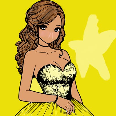 realistic girl in prom dress
