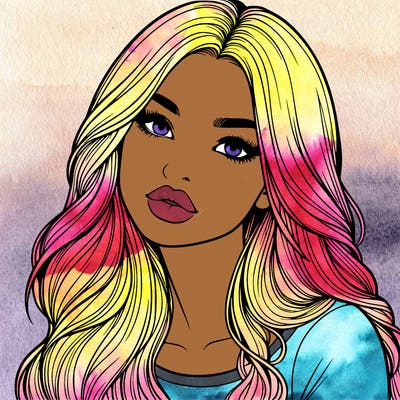 realistic girl with hair on her hair and lips