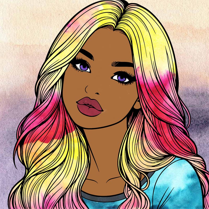 realistic girl with hair on her hair and lips