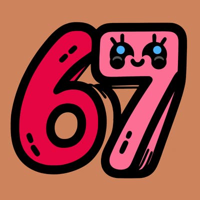 the numbers 67