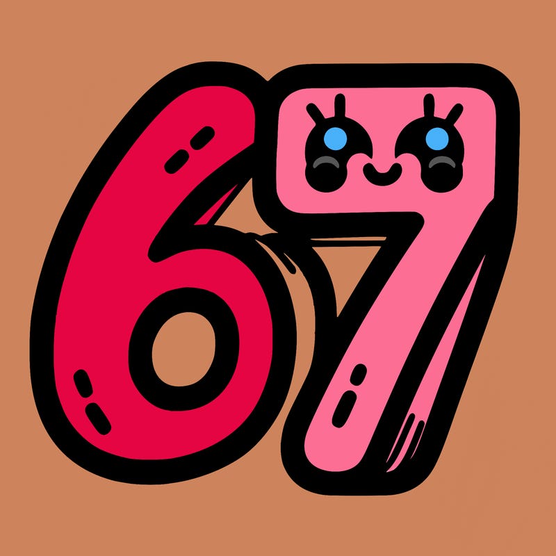 the numbers 67
