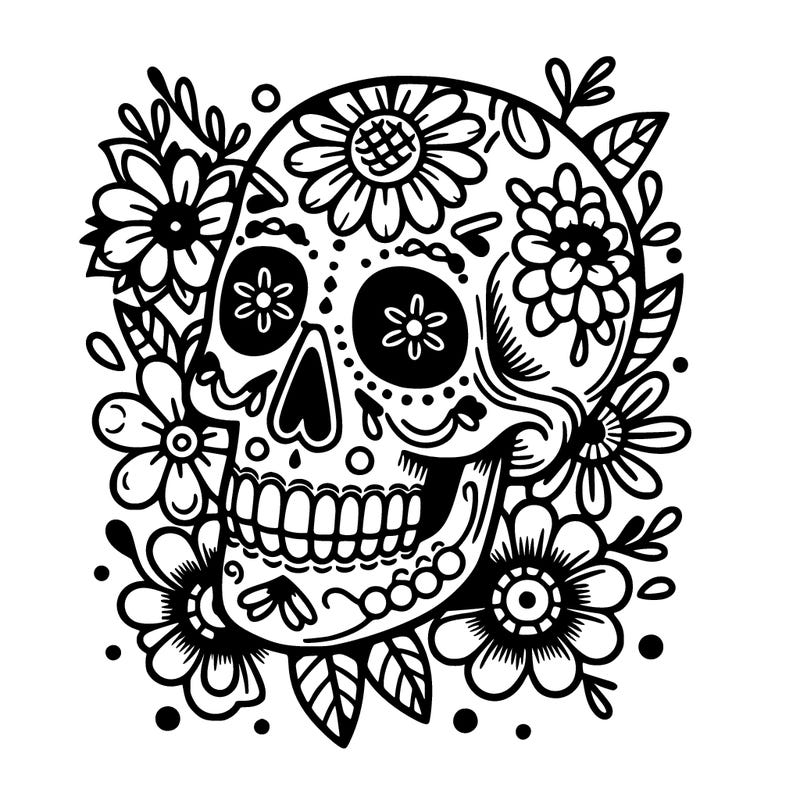 skull with flowers