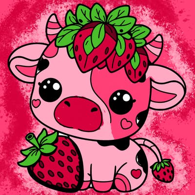 cute strawberry cow
