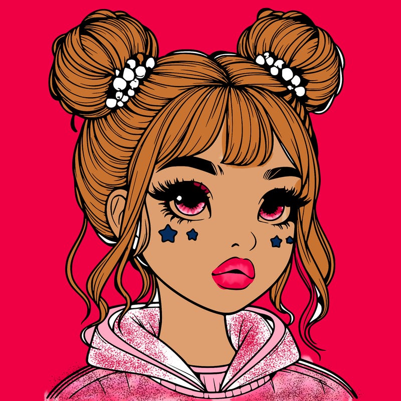 realistic girl with space buns