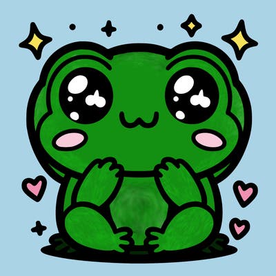 a cute kawaii cartoon frog