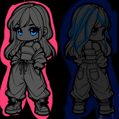 girl in crop top and baggy pants