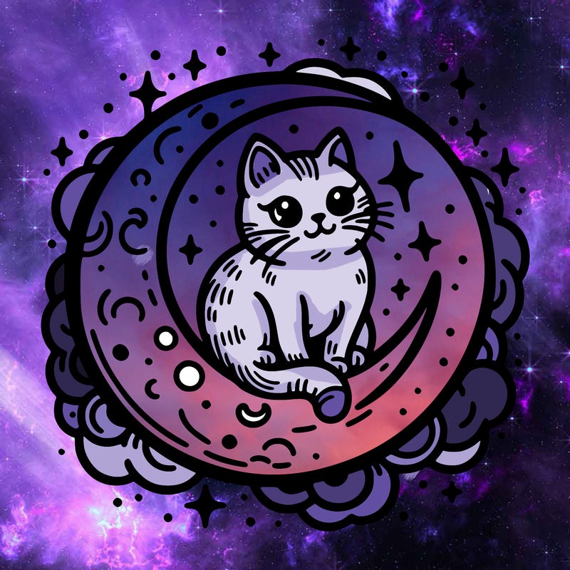 cat on the moon tattoo