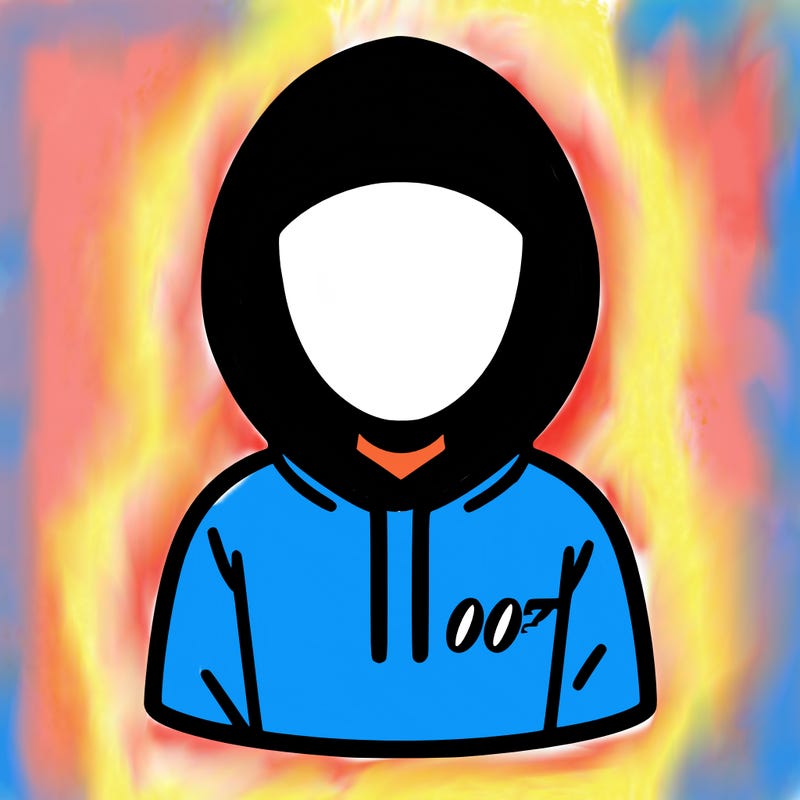 a person with non face waering a hoodie with a small 007 symbol