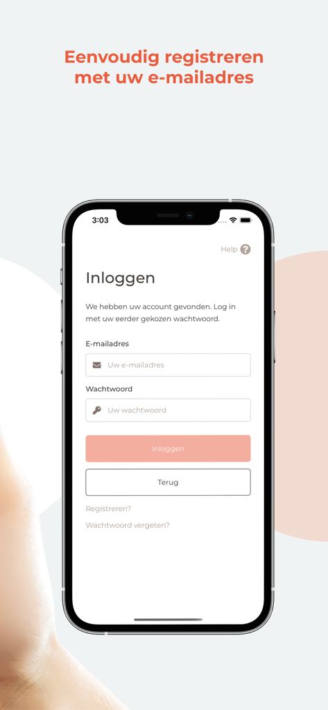 Mobile login screen of the Nh1816 insurance app featuring email and password fields.