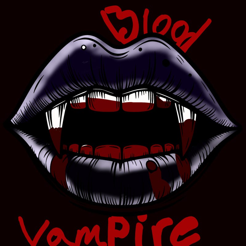 lips with vampire teeth