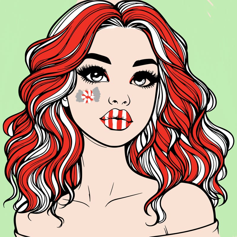 realistic girl with wavy hair and lips