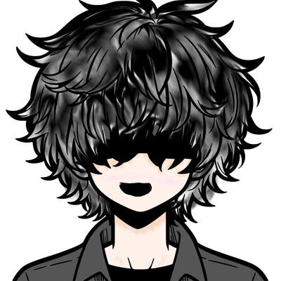 manga boy fluffy hair covering his eyes