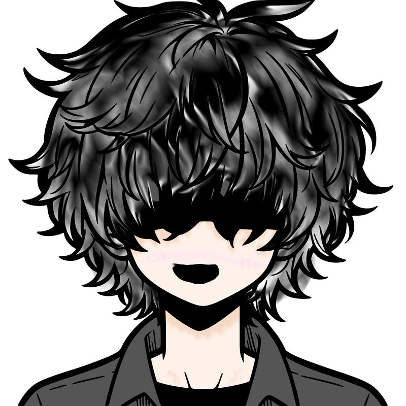 manga boy fluffy hair covering his eyes