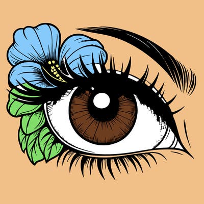 realistic eye with flower