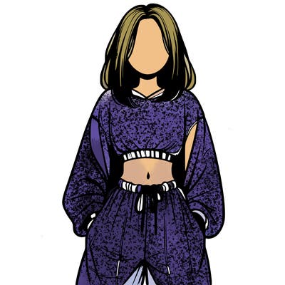 realistic girl faceless with baggy pants and a crop top