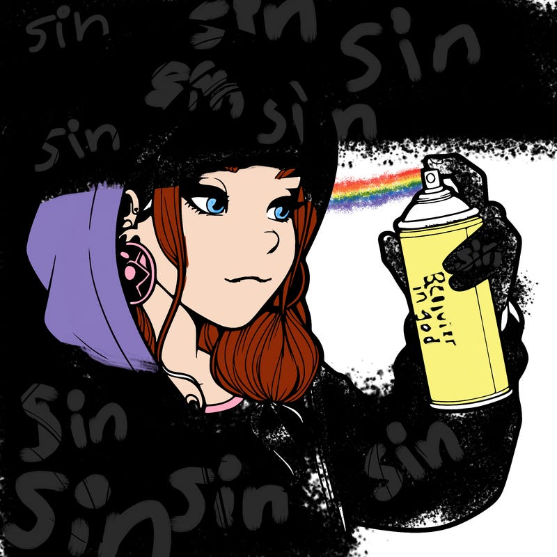 a realistic girl, spray painting