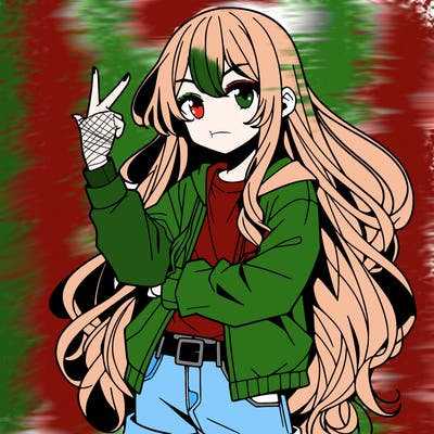 one anime girl with long hair and a cool pose