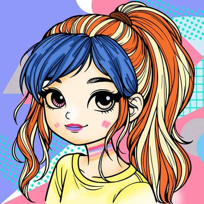 realistic girl with ponytail