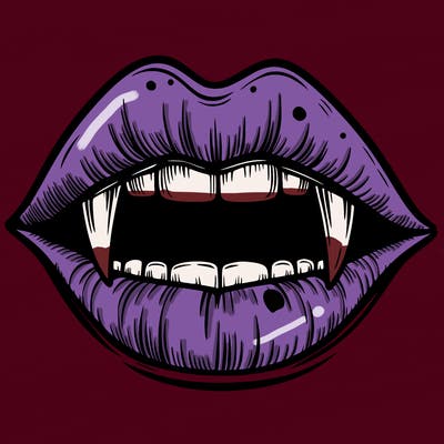 lips with vampire teeth
