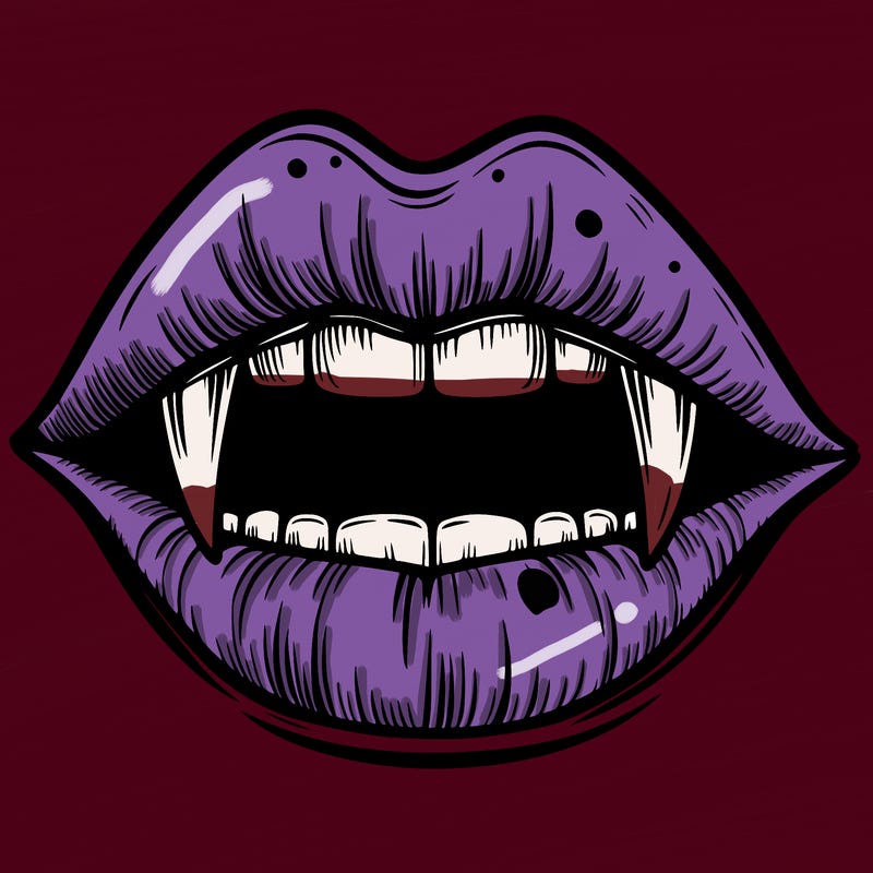 lips with vampire teeth
