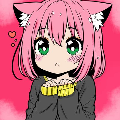 shy anime catgirl