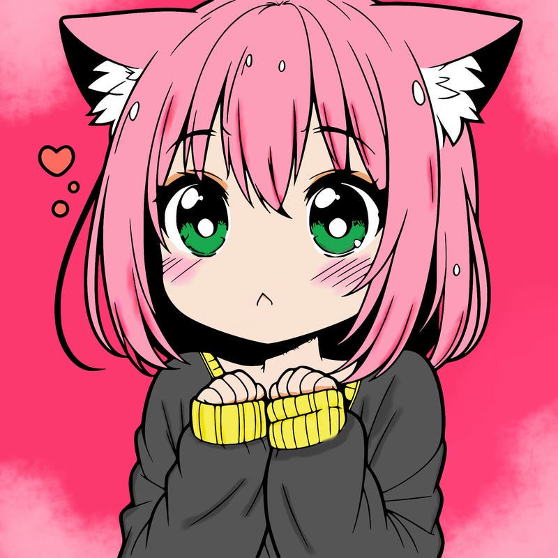 shy anime catgirl