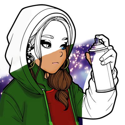 a realistic girl, spray painting