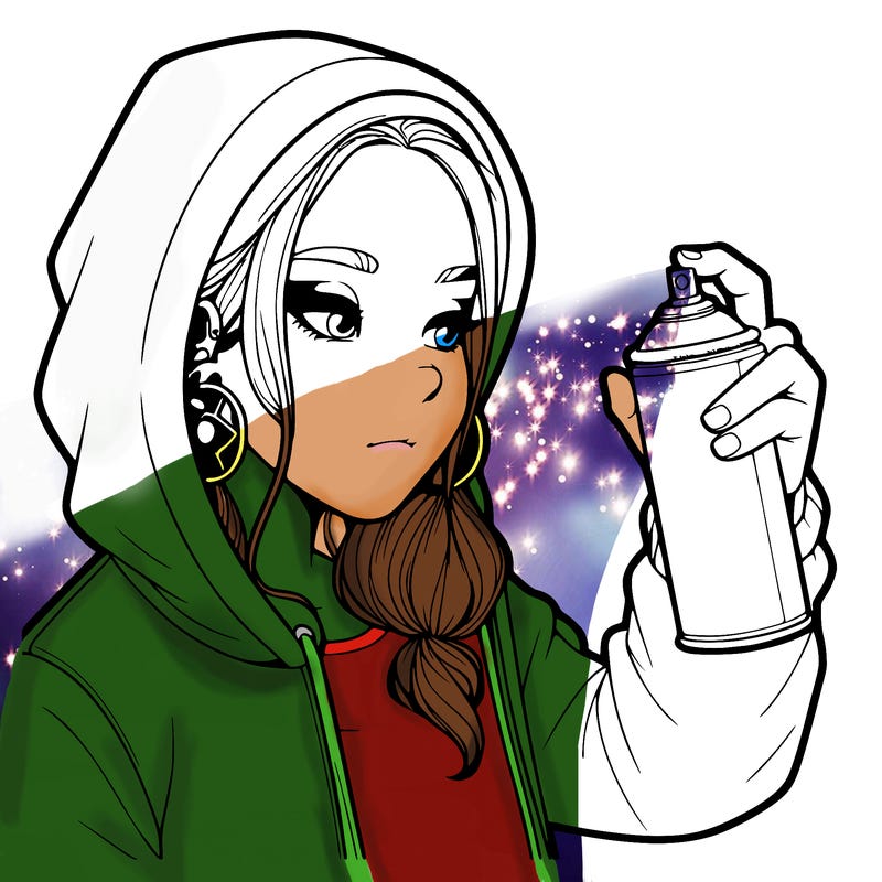 a realistic girl, spray painting