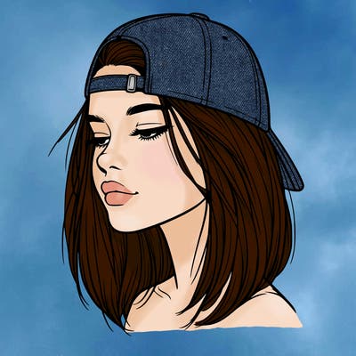realistic  girl with a backwards hat