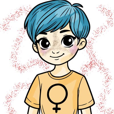 girl with pixie cut and feminist shirt