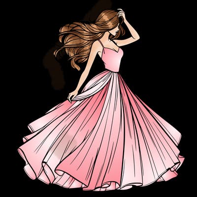 realistic woman with dress flowing in the wind