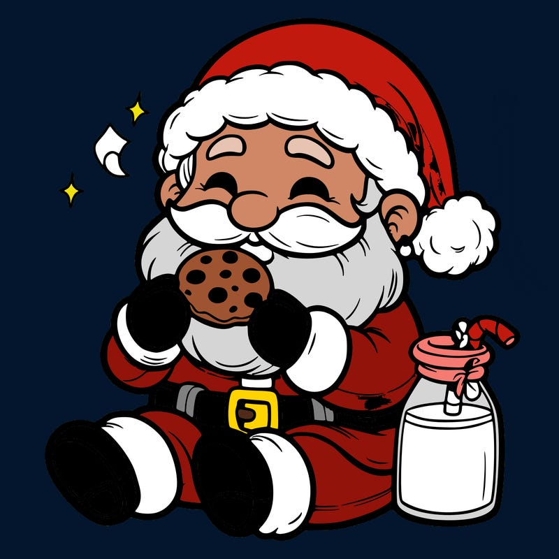 santa claus eating milk and cookies