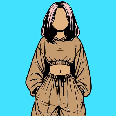 realistic girl faceless with baggy pants and a crop top