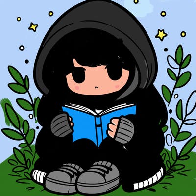 girl in oversized hoodie reading a book