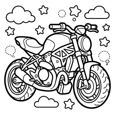 Introduce your little one to the thrill of a naked sport bike with this engaging coloring page. Designed specifically for toddlers, it features extra-thick lines and simple shapes for easy, mess-free fun.